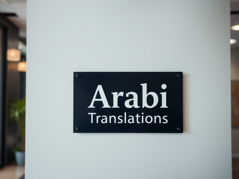 a translation agency pannel with name arabi translations designed